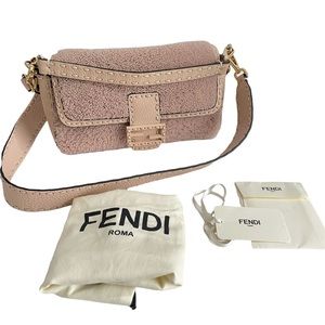 Fendi Pink Sheepskin Medium Baguette Bag
